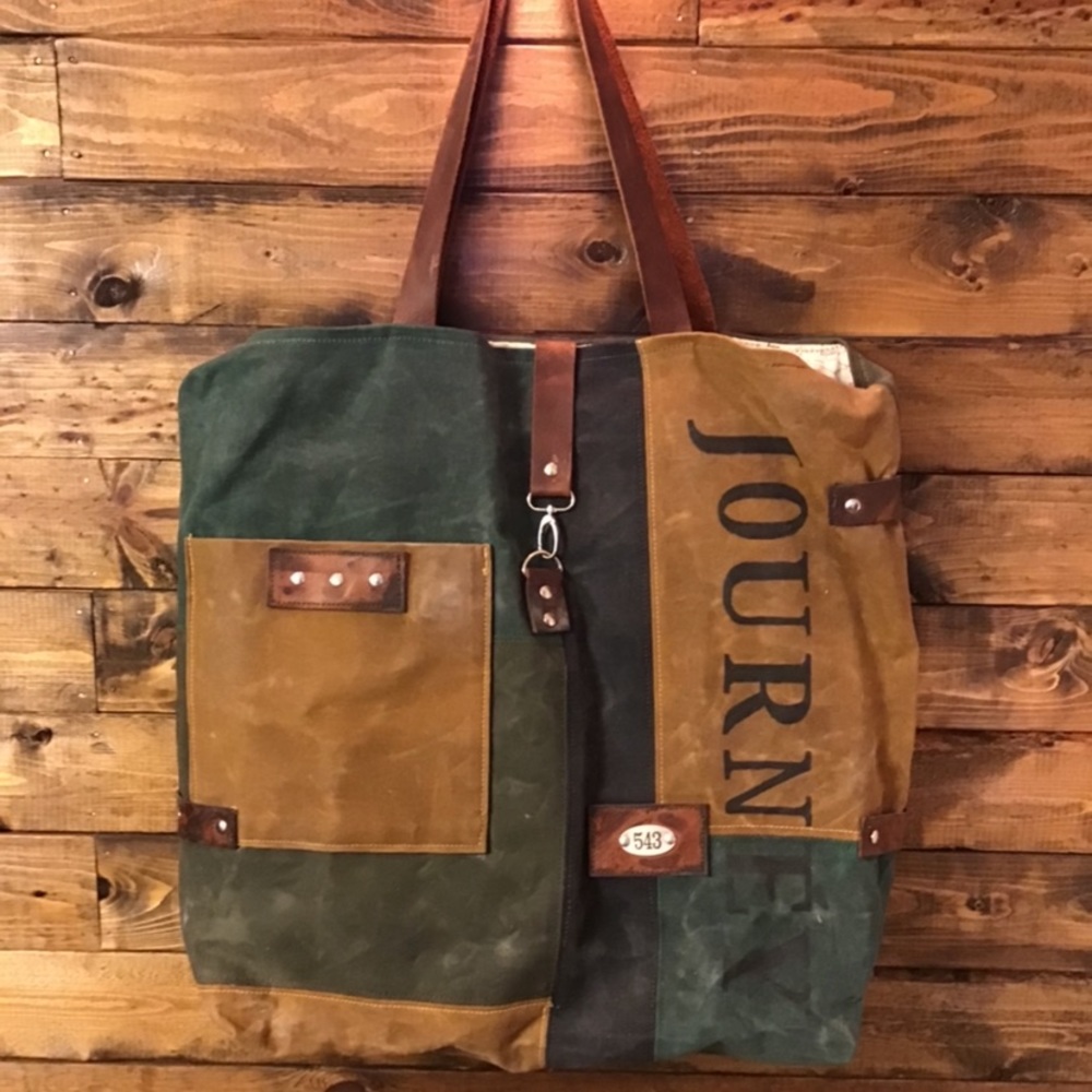 New waxed canvas bag/ genuine leather straps